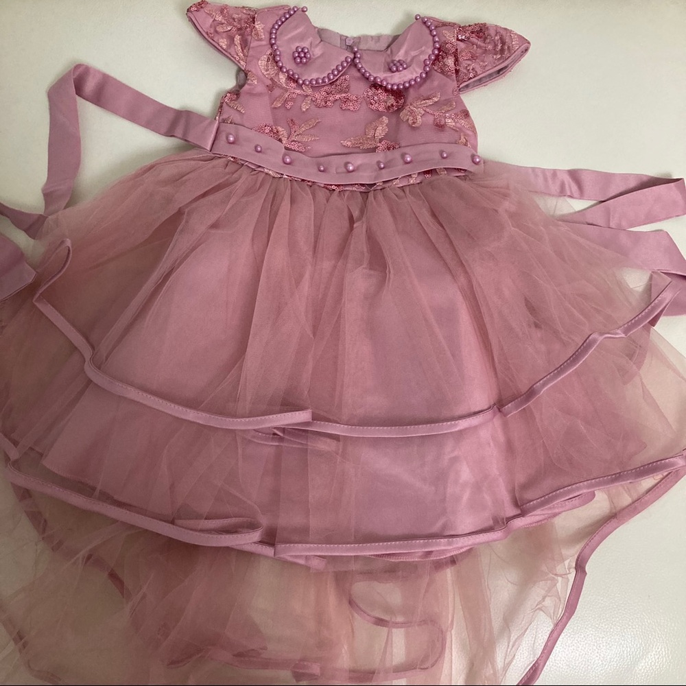 Luxury dress first birthday wedding pearl bow - Picture 6 of 7